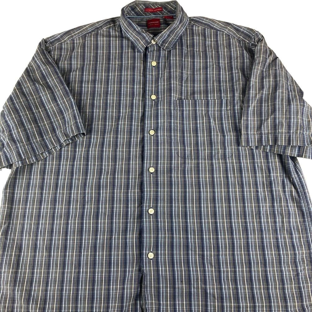 Arrow USA 1851 Saltwater Cottons Mens XL Plaid Short Sleeve Button Shirt